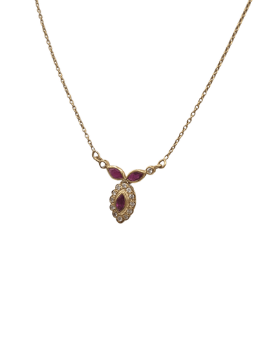 Collier Collier or jaune diamants rubis 58 Facettes