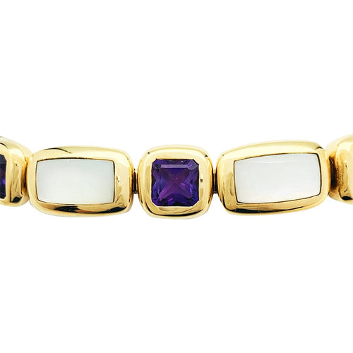 Bracelet Bracelet Van Cleef & Arpels "St Germain" en or jaune, améthystes et nacres. 58 Facettes 30289