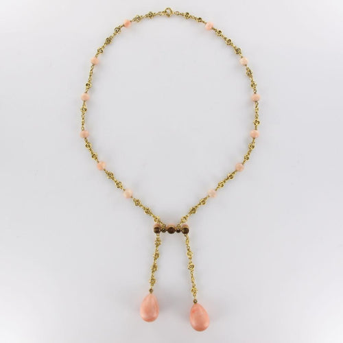 Collier Collier ancien négligé corail peau d'ange et diamants 58 Facettes 17-285