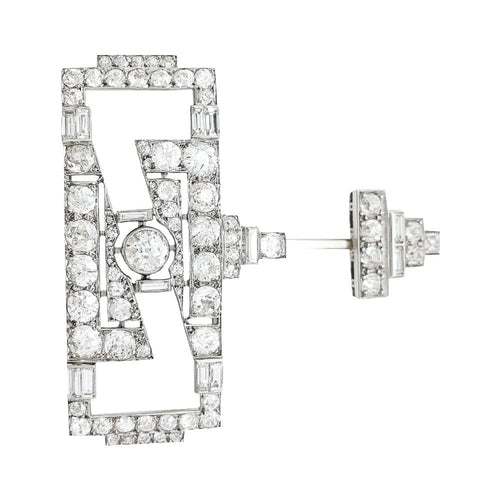 Broche Epingle Art Déco en platine et diamants. 58 Facettes 29926