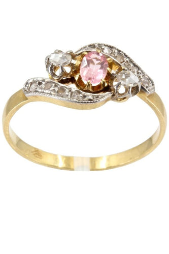 Bague Bague Art Nouveau saphir rose et diamants 58 Facettes 038171