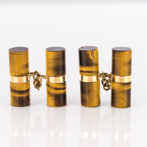 Boutons de manchette Boutons de manchettes oeil de tigre et or 58 Facettes 20-315