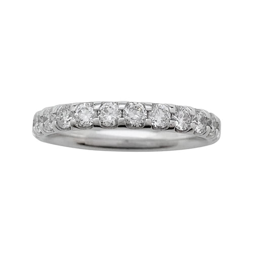 Bague 54 Alliance en or blanc, diamants. 58 Facettes 30002