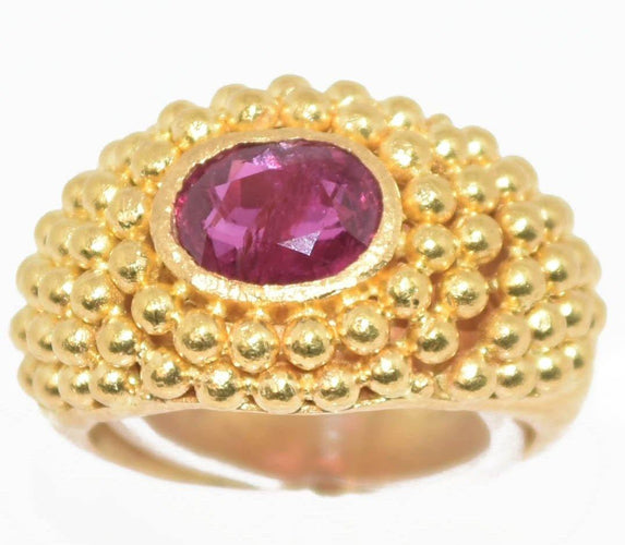 Bague Bague étrusque or jaune Rubis 58 Facettes 0