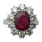 Bague 54 Bague en or blanc, rubis ovale entouré de diamants. 58 Facettes 27163