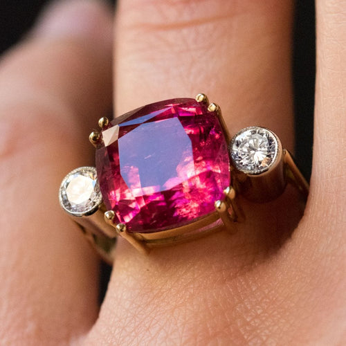 Bague 54 Bague tourmaline coussin et diamants 58 Facettes 18-154-54