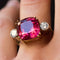 Bague 54 Bague tourmaline coussin et diamants 58 Facettes 18-154-54
