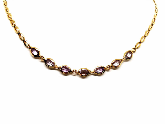Collier Collier Ras de cou Or jaune Améthyste 58 Facettes 1139161CN