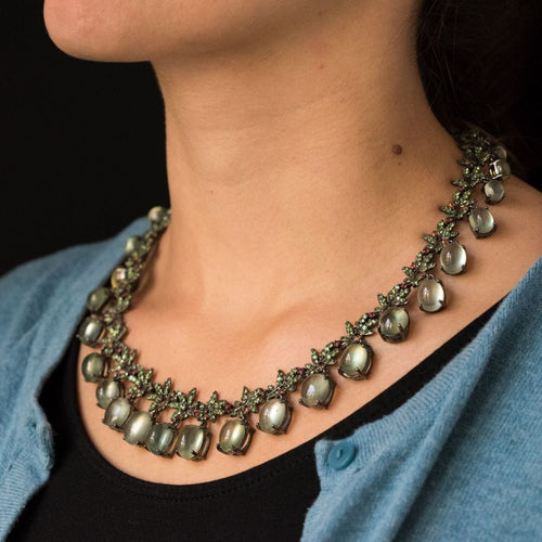 Collier Collier préhnites saphirs oranges et grenats verts 58 Facettes 14-328-8438052