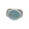 Bague 52 Bague carrée en or blanc, cabochon d'aigue-marine. 58 Facettes 30362