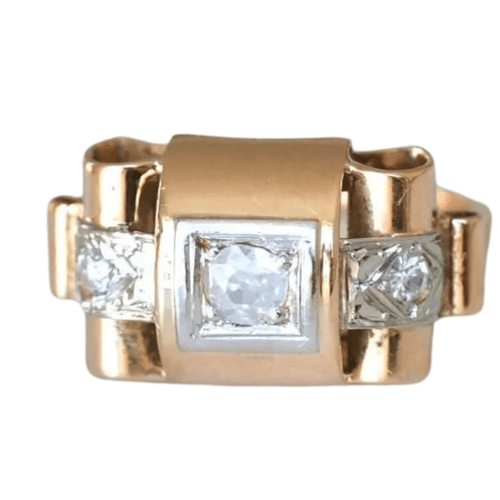Bague Bague Tank or rose, platine et diamants 58 Facettes
