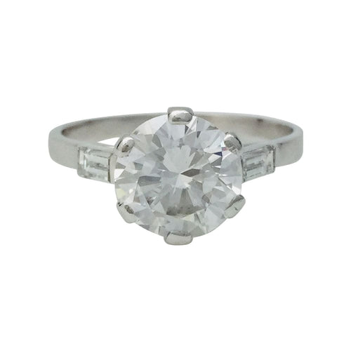 Bague 59 Solitaire en platine, diamant 2,52 carats D/VS1. 58 Facettes 29032