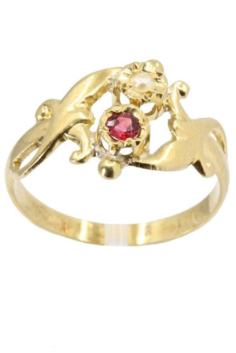 Bague Bague Vous et moi Art Nouveau perle et grenat 58 Facettes 038201