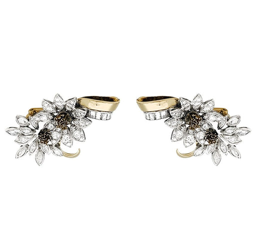 Boucles d'oreilles Boucles d'oreilles, "Edelweiss", en or jaune, platine et diamants. 58 Facettes 29984