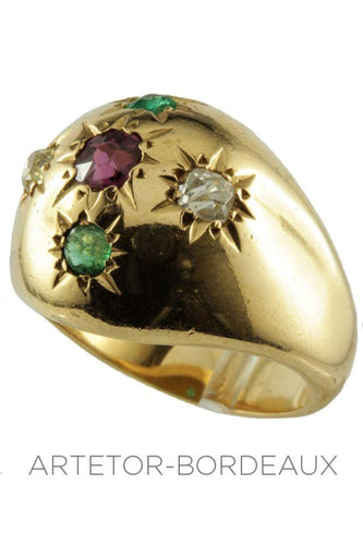 Bague Bague boule rubis, émeraudes et diamants 58 Facettes