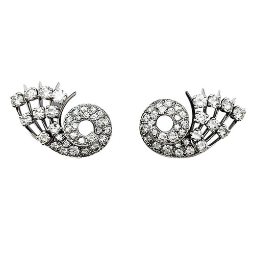 Boucles d'oreilles Boucles d'oreilles clips en or blanc et platine, diamants. 58 Facettes 30466
