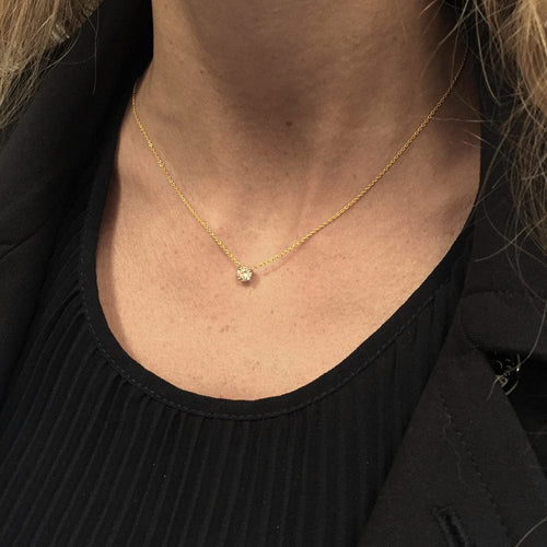 Collier Collier solitaire sur chaîne, 0.41ct, or jaune et blanc. 58 Facettes 30170