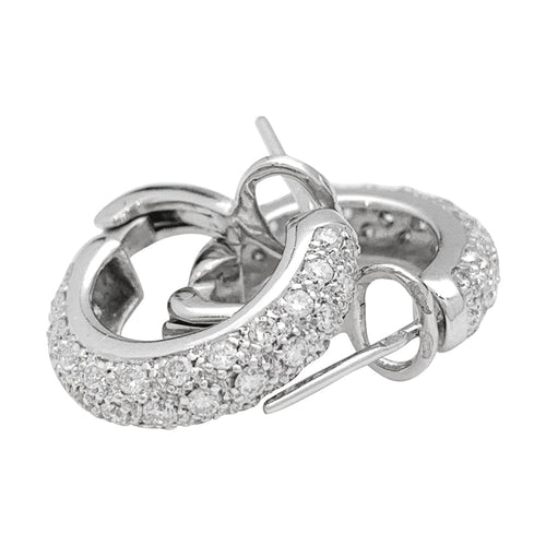 Boucles d'oreilles Boucles d'oreilles créoles en or blanc, diamants. 58 Facettes 30105