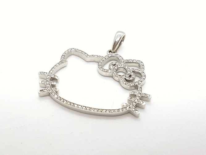 Pendentif Victoria Casal Pendentif Hello Kitty Or blanc Diamant 58 Facettes 00010GD