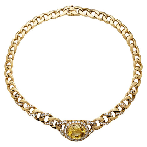 Collier Collier Cartier en or jaune diamants et saphir jaune. 58 Facettes 30440