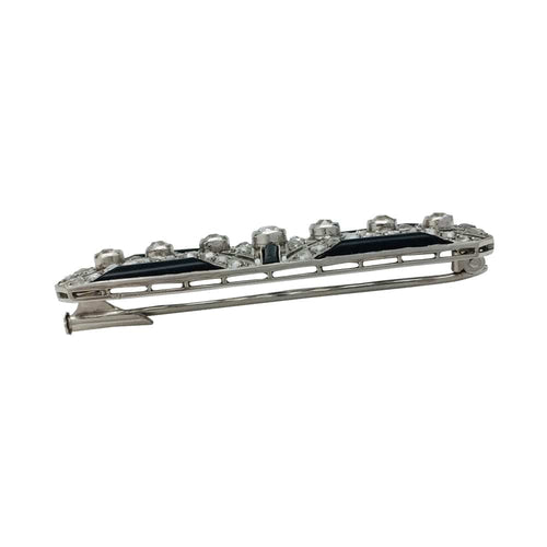 Broche Broche Art Déco en platine, diamants et onyx. 58 Facettes 29163