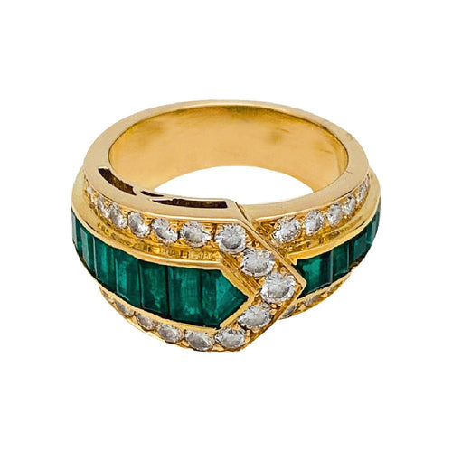 Bague 51 Bague Van Cleef & Arpels "Ceinture" en or jaune, diamants et émeraudes. 58 Facettes 29893