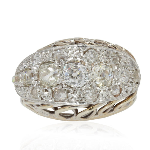 Bague 51 Bague rétro diamants or blanc 58 Facettes 21-142-51