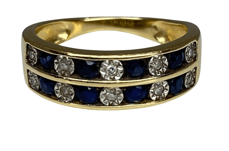 Bague 50 Bague en Or jaune, saphirs & diamants 58 Facettes
