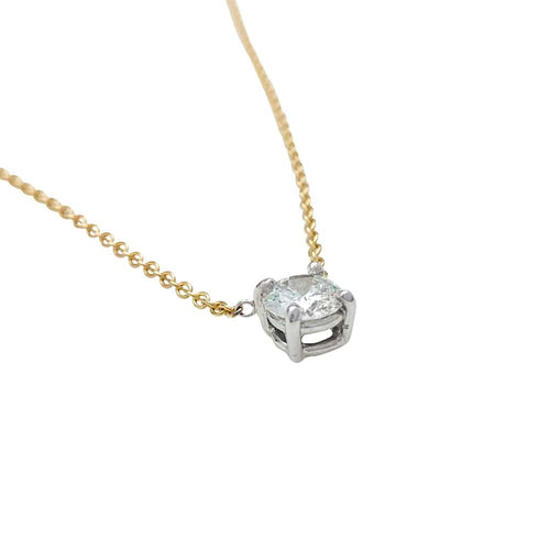 Collier Collier solitaire sur chaîne, 0.41ct, or jaune et blanc. 58 Facettes 30170