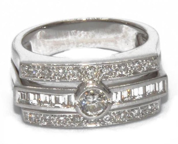 Bague Bague rectangulaire Or gris et diamants 58 Facettes
