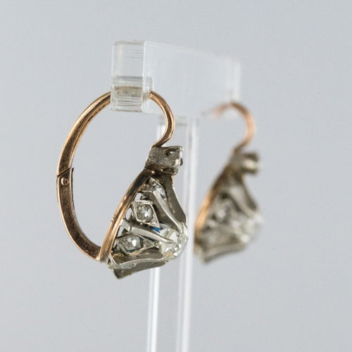 Boucles d'oreilles Boucles d'oreilles ancienne dormeuse or rose diamants 58 Facettes 17-042