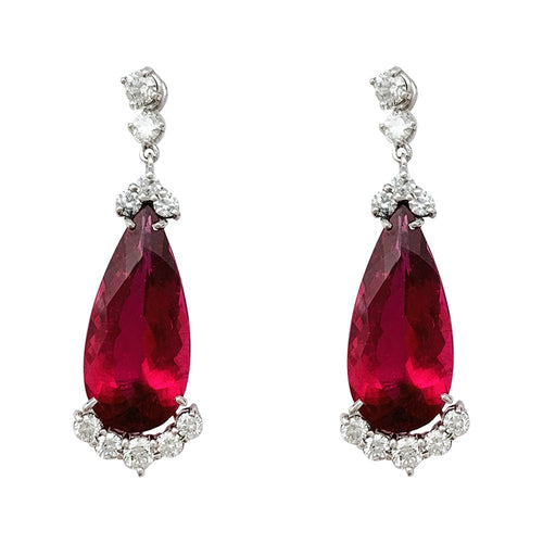 Boucles d'oreilles Boucles d'oreilles gouttes de rubellites et diamants. 58 Facettes 30529