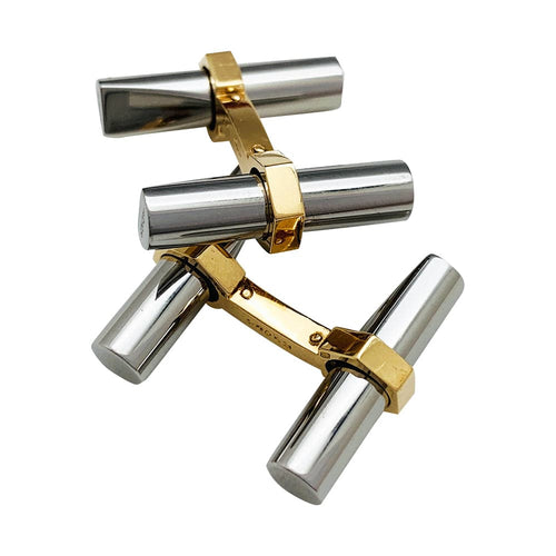 Boutons de manchette Boutons de manchette Cartier en or jaune, acier et onyx. 58 Facettes 30573