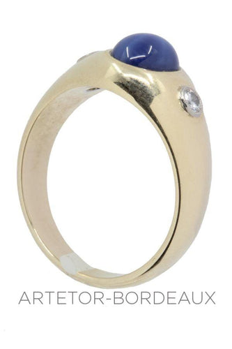 Bague 64 Jonc anglais saphir étoilé et diamants 58 Facettes 34631