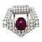 Broche Broche Cartier Art Déco en platine diamants et rubis étoilé. 58 Facettes 30488