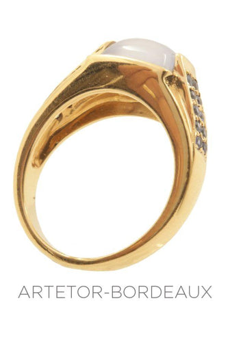 Bague 54 Bague pierre de lune et topazes 58 Facettes 23091