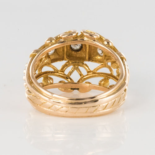 Bague 55 Bague vintage fils d'or rose et diamants 58 Facettes 14-185-55