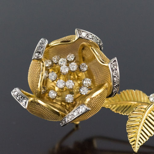 Broche Broche ancienne rose articulée et diamants 58 Facettes 00-136