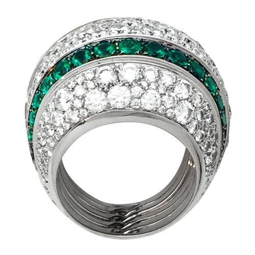Bague 54 Bague De Grisogono, modèle "Jiya", en or blanc, diamants et émeraudes. 58 Facettes 29213