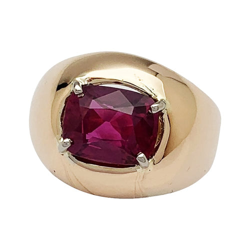 Bague 51 Jonc anglais or rose, rubis Mozambique 2.53 cts. 58 Facettes 30327