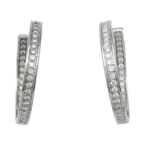 Boucles d'oreilles Boucles d'oreilles créoles Cartier, or blanc, diamants. 58 Facettes 29956