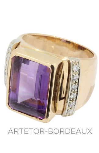 Bague 52 Bague tank améthyste et diamants 58 Facettes 33441