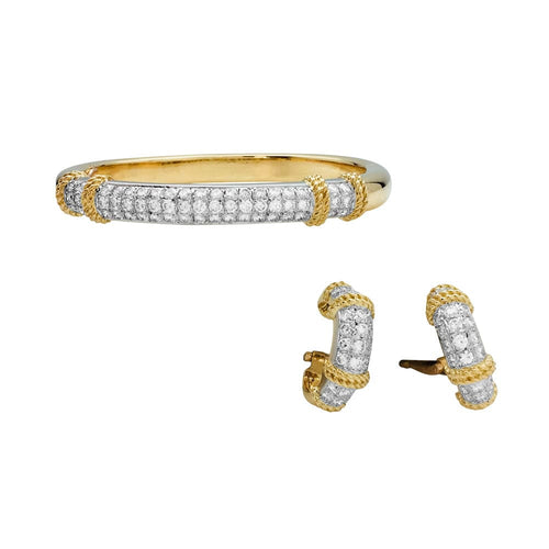 Boucles d'oreilles Boucles d'oreilles Fred, "Isaure", 2 tons d'or et platine, serties diamants. 58 Facettes 28387