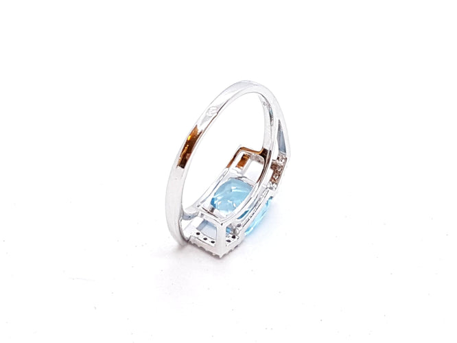 Bague 54 Bague Or blanc Topaze 58 Facettes 00710CN