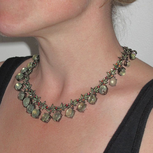 Collier Collier préhnites saphirs oranges et grenats verts 58 Facettes 14-328-8438052