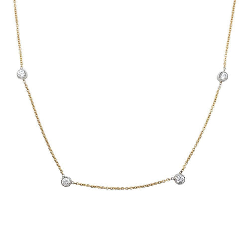 Collier Collier gouttière en or jaune, blanc et diamants. 58 Facettes 30148