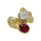Bague 57 Bague toi et moi en or jaune, diamant et rubis. 58 Facettes 30192