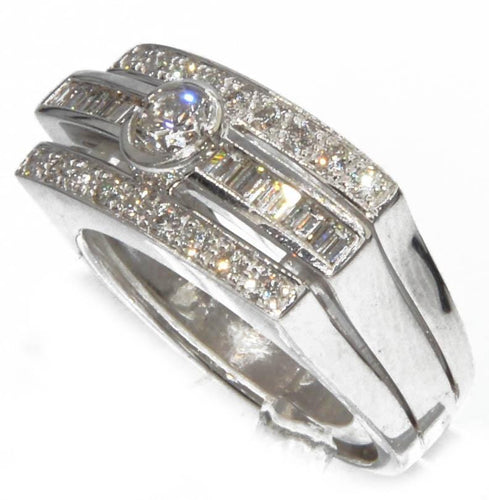 Bague Bague rectangulaire Or gris et diamants 58 Facettes