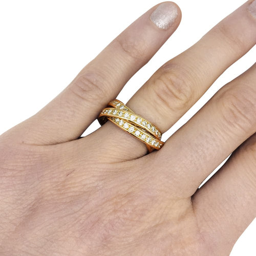 Bague 53 Bague Cartier "Trinity" en or jaune et diamants. 58 Facettes 28798-1