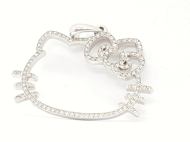 Pendentif Victoria Casal Pendentif Hello Kitty Or blanc Diamant 58 Facettes 00010GD